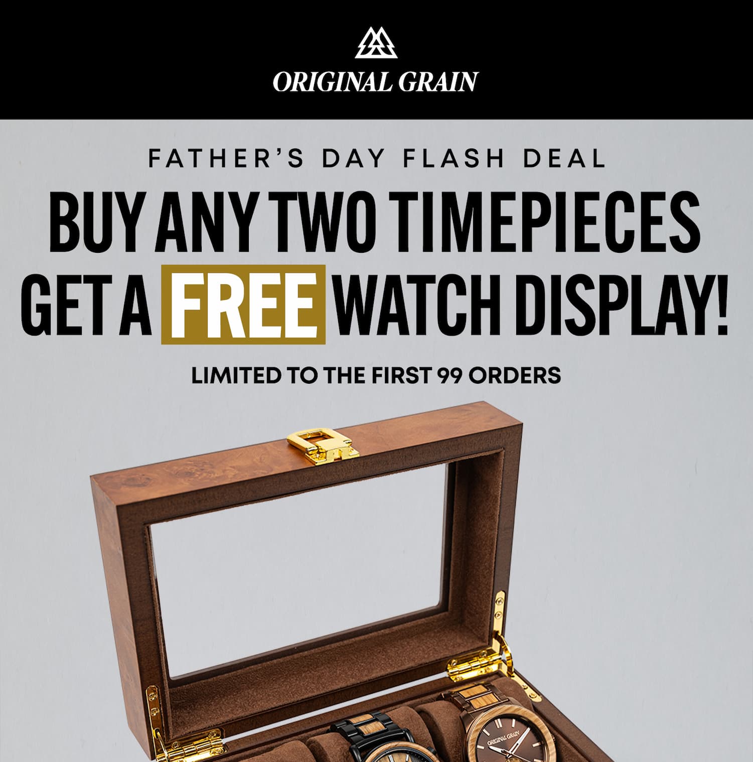 Get a free watch display when you buy 2 watches!