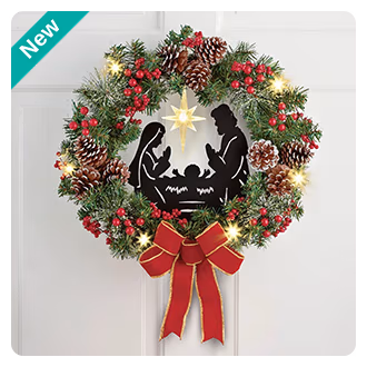 Lighted Nativity Wreath