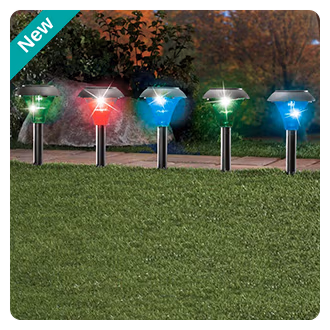 Color-Changing Solar Stakes, Set of 6