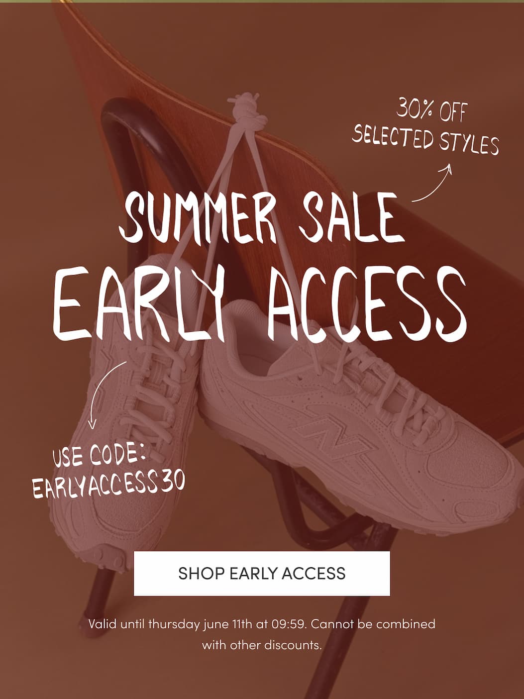 Summer Sale Early Access - 30% OFF Selected Styles - Use Code: EARLYACCESS30 - Shop Early Access - Valid until thursday june 11th at 09:59. Cannot be combined with other discounts.
