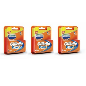 12-Pack Gillette Fusion5 Refill Blade Cartridges (3 packs of 4ct)