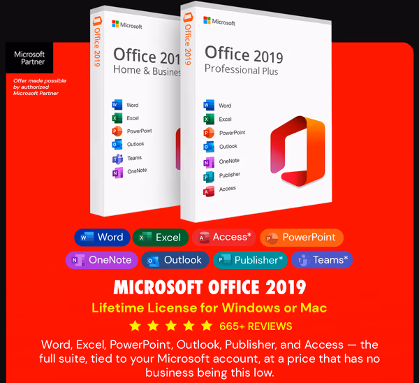 Microsoft Office 2019 for Windows or Mac