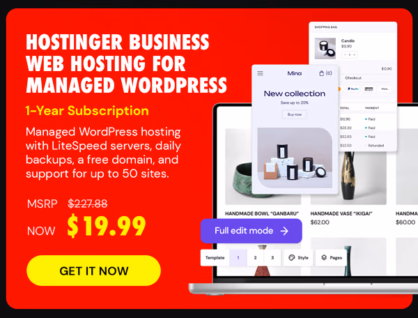 Hostinger Business Web Hosting for Managed WordPress