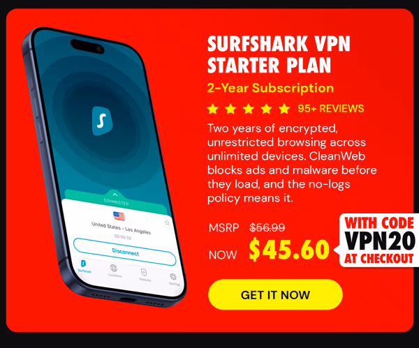 SurfShark VPN Starter Plan: 2-Yr Subscription