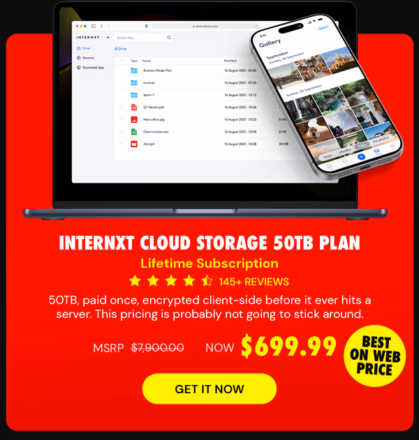 Internxt Cloud Storage Lifetime Subscription (50TB)
