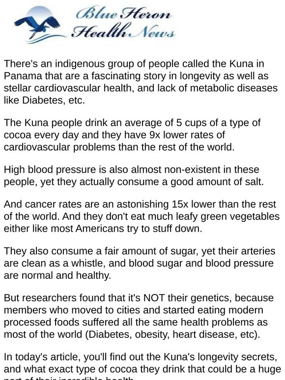 Tribe drinks 5 cups cocoa daily: Has clean arteries, healthy blood pressure and blood sugar