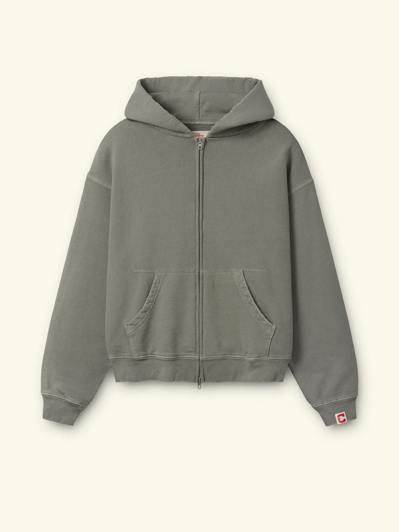 Image of Distressed Zip Up Hoodie (Smoke)