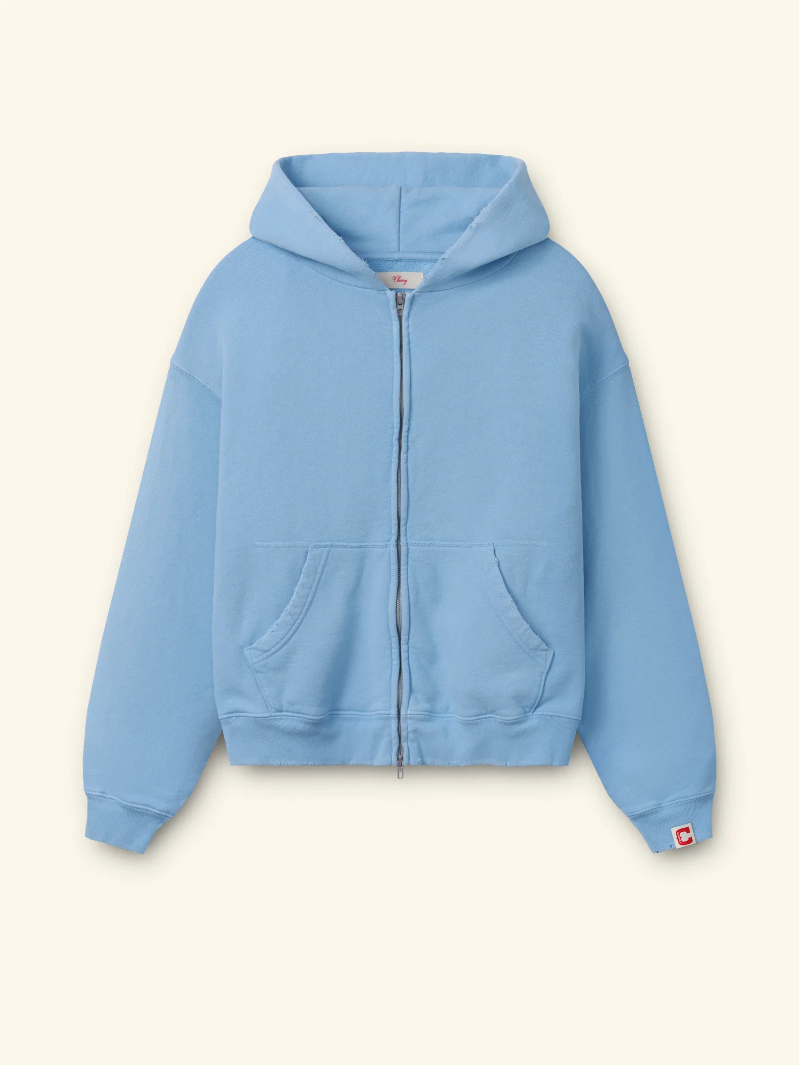Image of Distressed Zip Up Hoodie (Sky Blue)