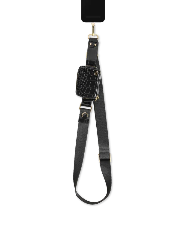 Utility Phone Strap Black Croco