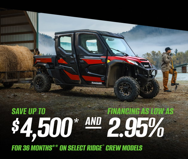 SAVE UP TO $4,500* AND FINANCING AS LOW AS 2.95% FOR 36 MONTHS** ON SELECT RIDGE® CREW MODELS