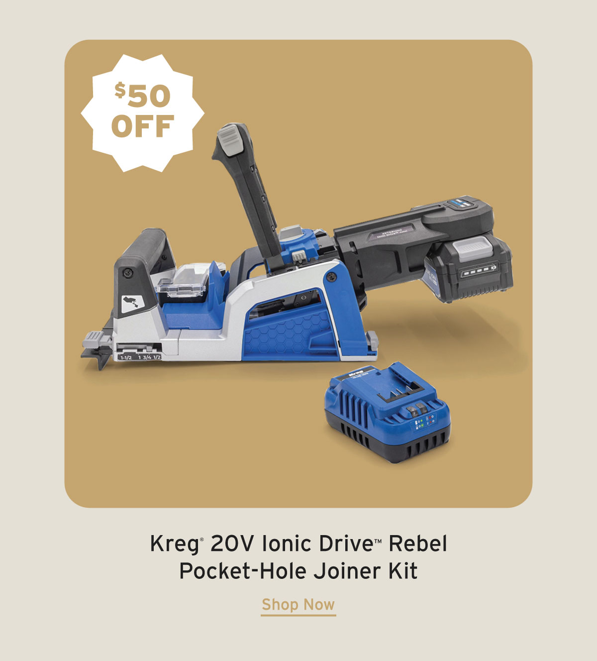 Kreg Ionic Drive Rebel Pocket-Hole Joiner Kit - 20V