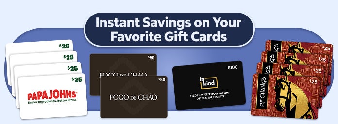 Instant Savings on Your Favorite Gift Cards