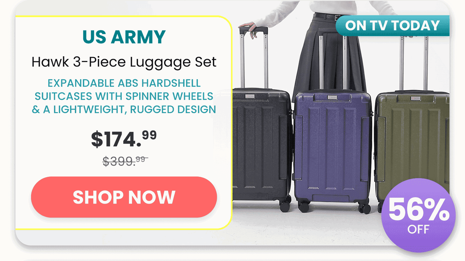 US Army	Hawk 3-Piece Luggage Set