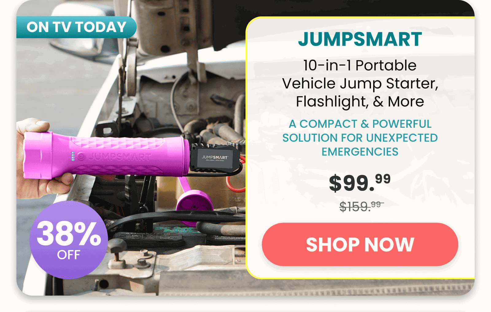 JumpSmart 	10-in-1 Portable Vehicle Jump Starter, Flashlight, & More