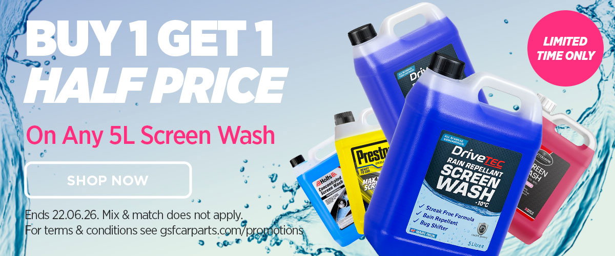 Buy 1 Get 1 Half Price on Any 5L Screen Wash