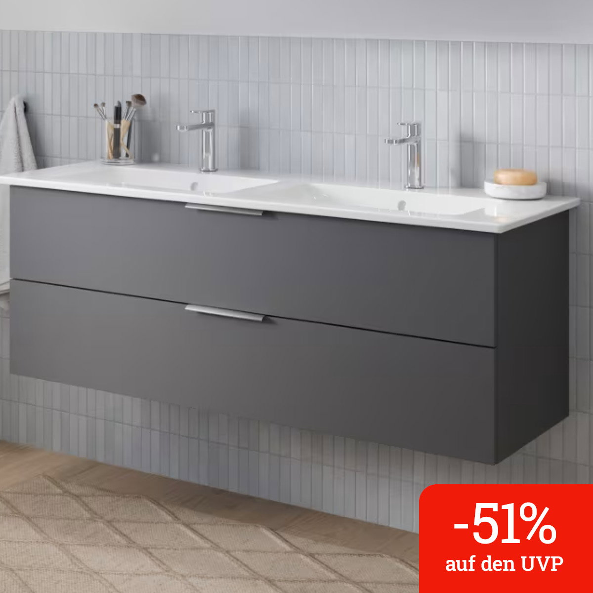 Steinkamp Living 2.0 / Villeroy & Boch Venticello Doppel-Waschtisch mit Unterschrank 130 cm