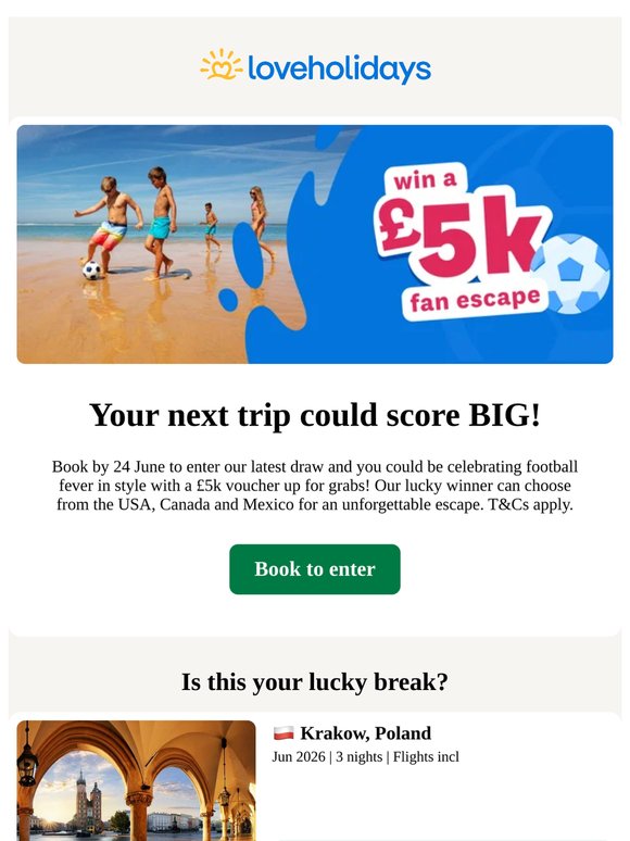 Score a £5k holiday voucher! ⚽