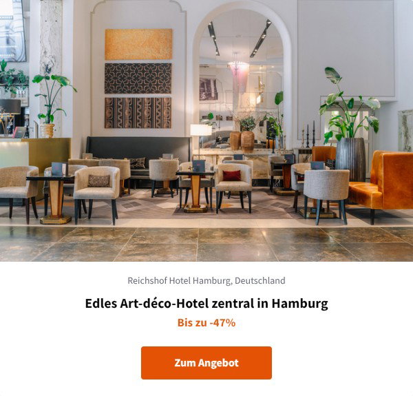 Edles Art-déco-Hotel zentral in Hamburg