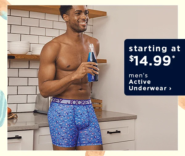 starting at $14.99 men's active underwear
