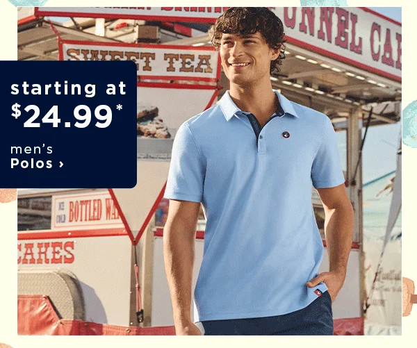starting at $24.99 men's polos