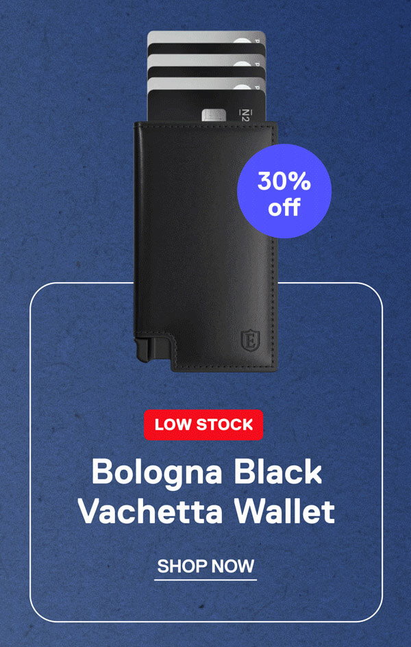 LOW STOCK Bologna Black Vachetta Wallet 30% off SHOP NOW