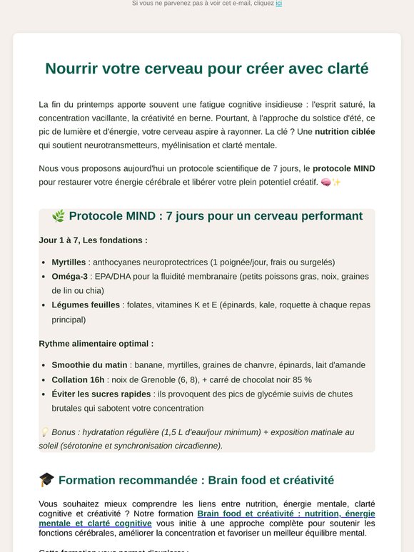 Nourrir votre cerveau pour créer avec clarté