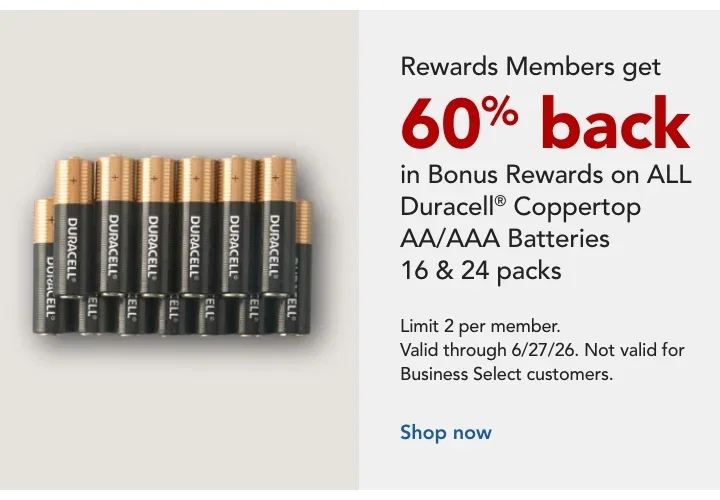 60% Back in Bonus Rewards on Duracell Batteries