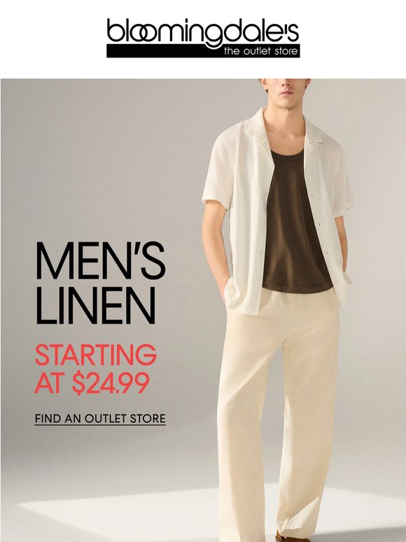 Men’s linen, from $24.99!