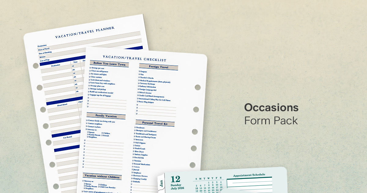 Occasions - Form Pack.