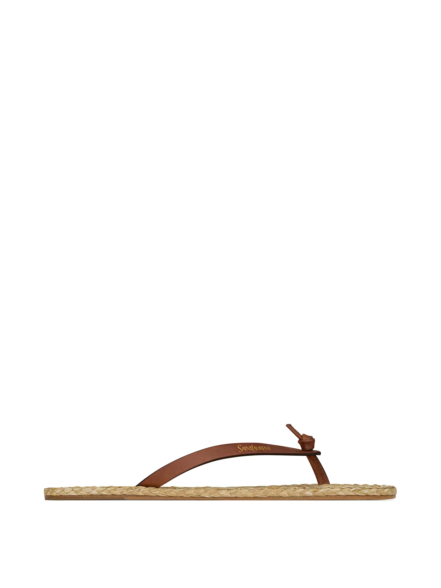 Image of Leather and Raffia Flip Flops