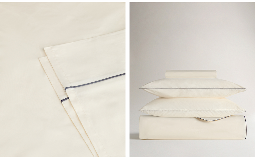 Shop Buttermilk Black Piping Duvet Set