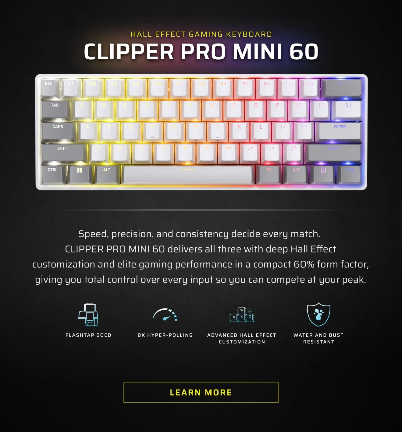 Hall Effect Gaming Keyboard CLIPPER PRO MINI 60
