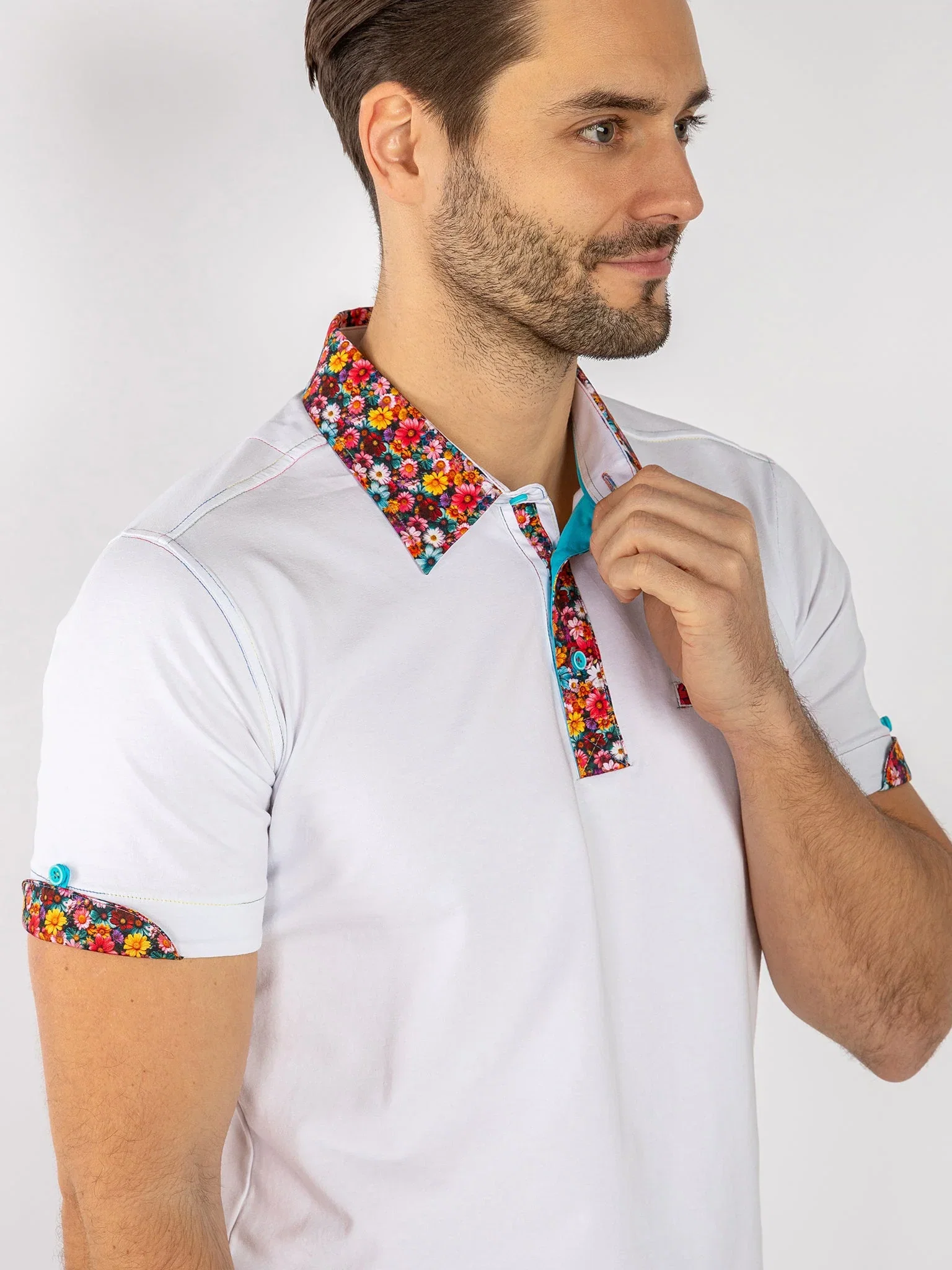 Image of SIGNATURE POLO SHIRT WITH FLORAL INSERT