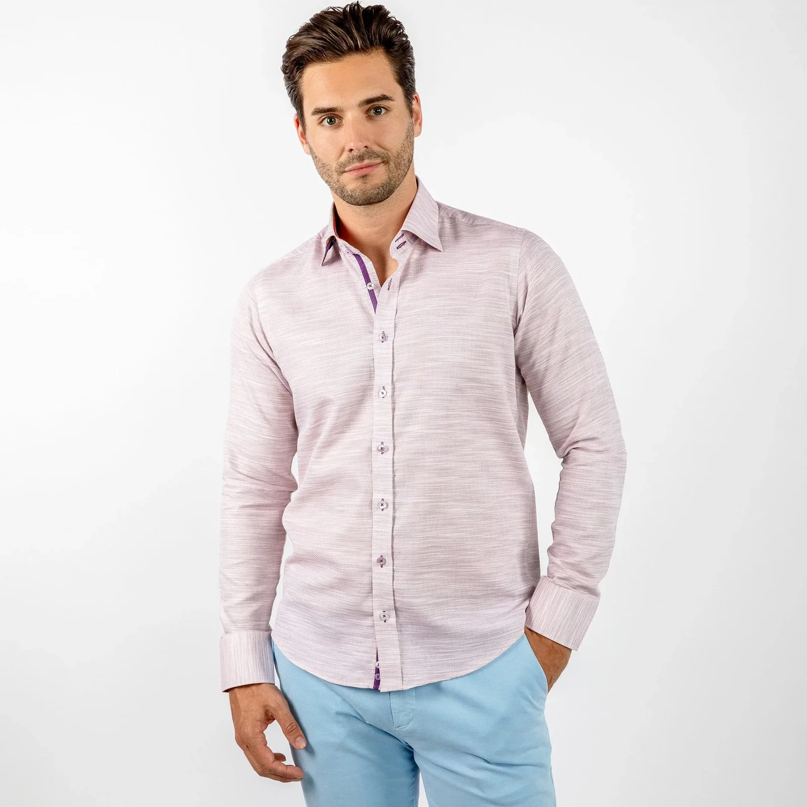 Image of PASTEL KNITTED COTTON CLASSIC SHIRT