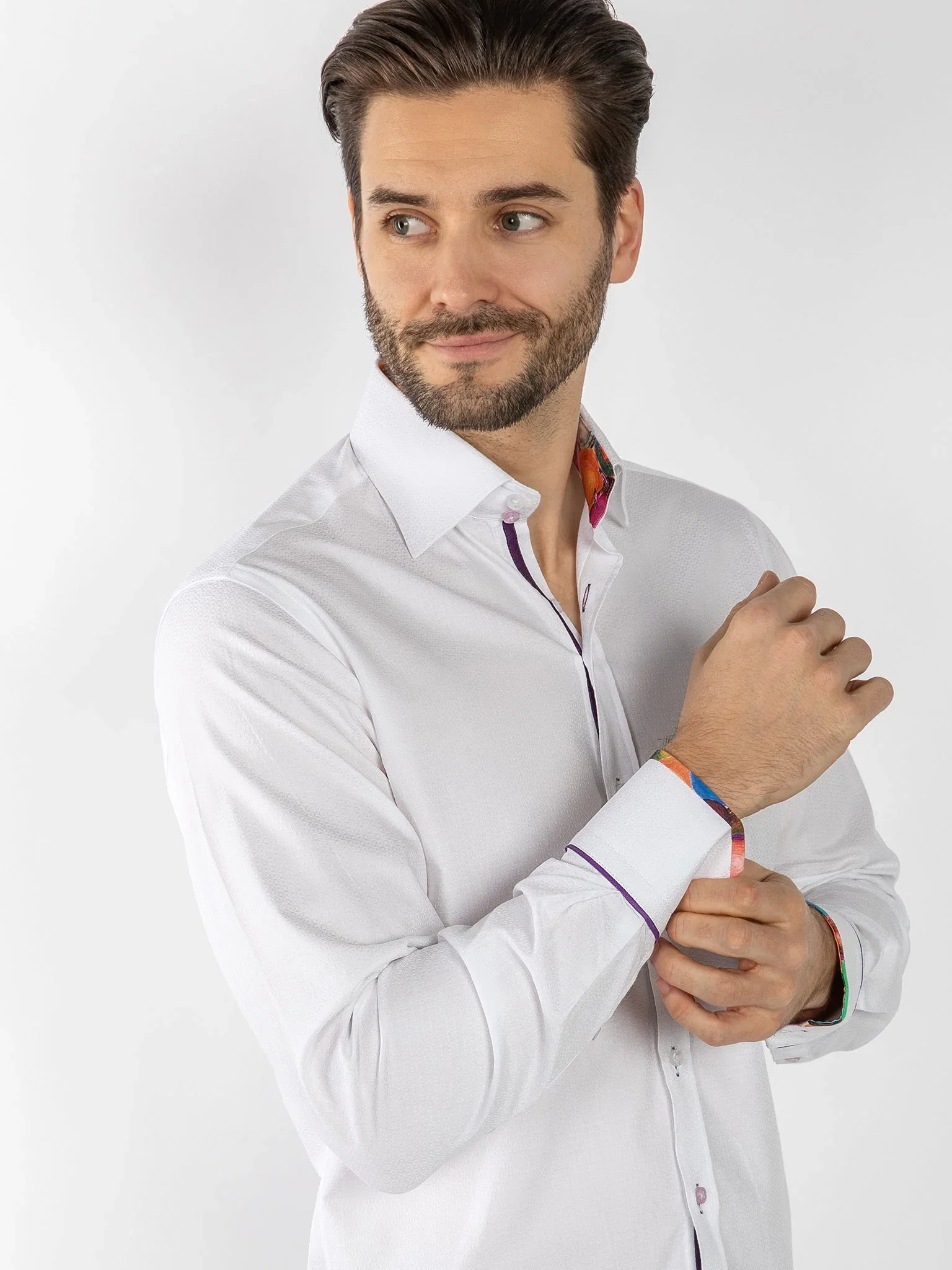 Image of TEXTURED JACQUARD SHIRT W/ AMETHYST INSERT