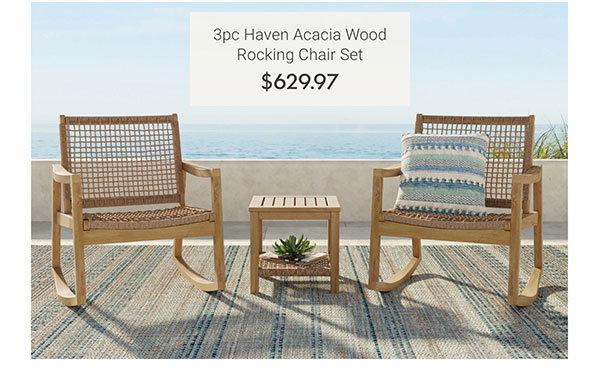3pc Haven Acacia Wood Rocking Chair Set