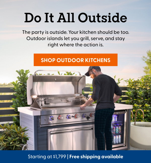 The party is outside. Your kitchen should be too. Outdoor islands let you grill, serve, and stay right where the action is.
