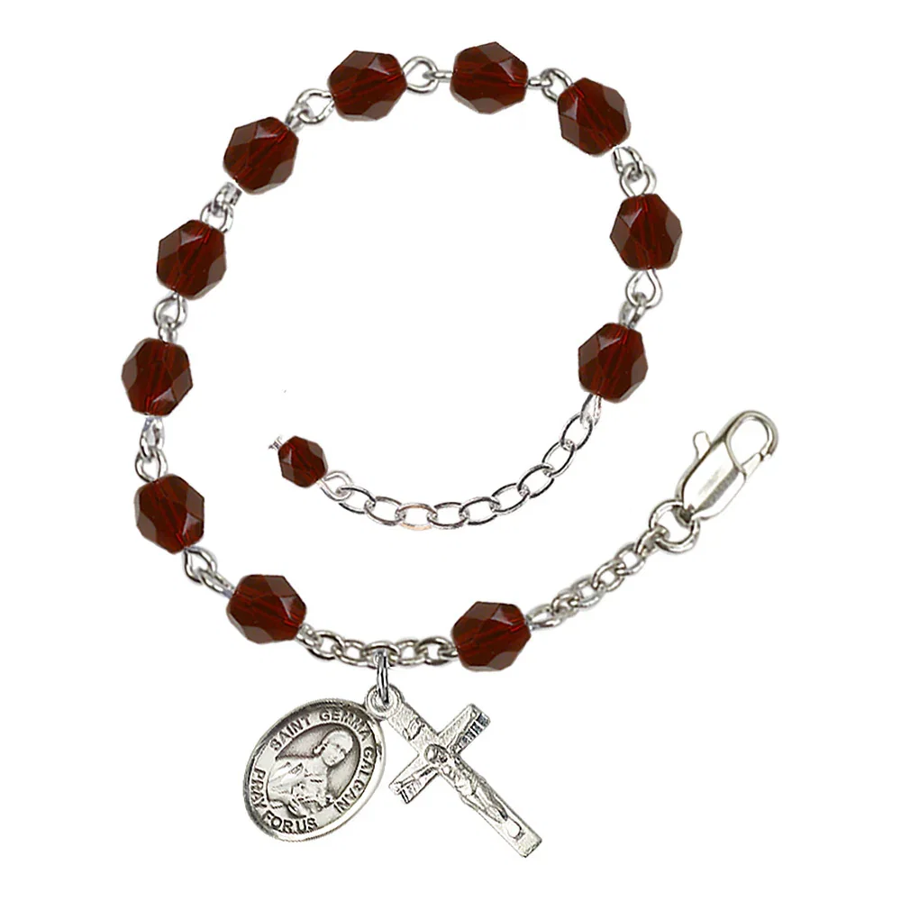 St. Gemma Galgani Crystal Birthstone Rosary Bracelet