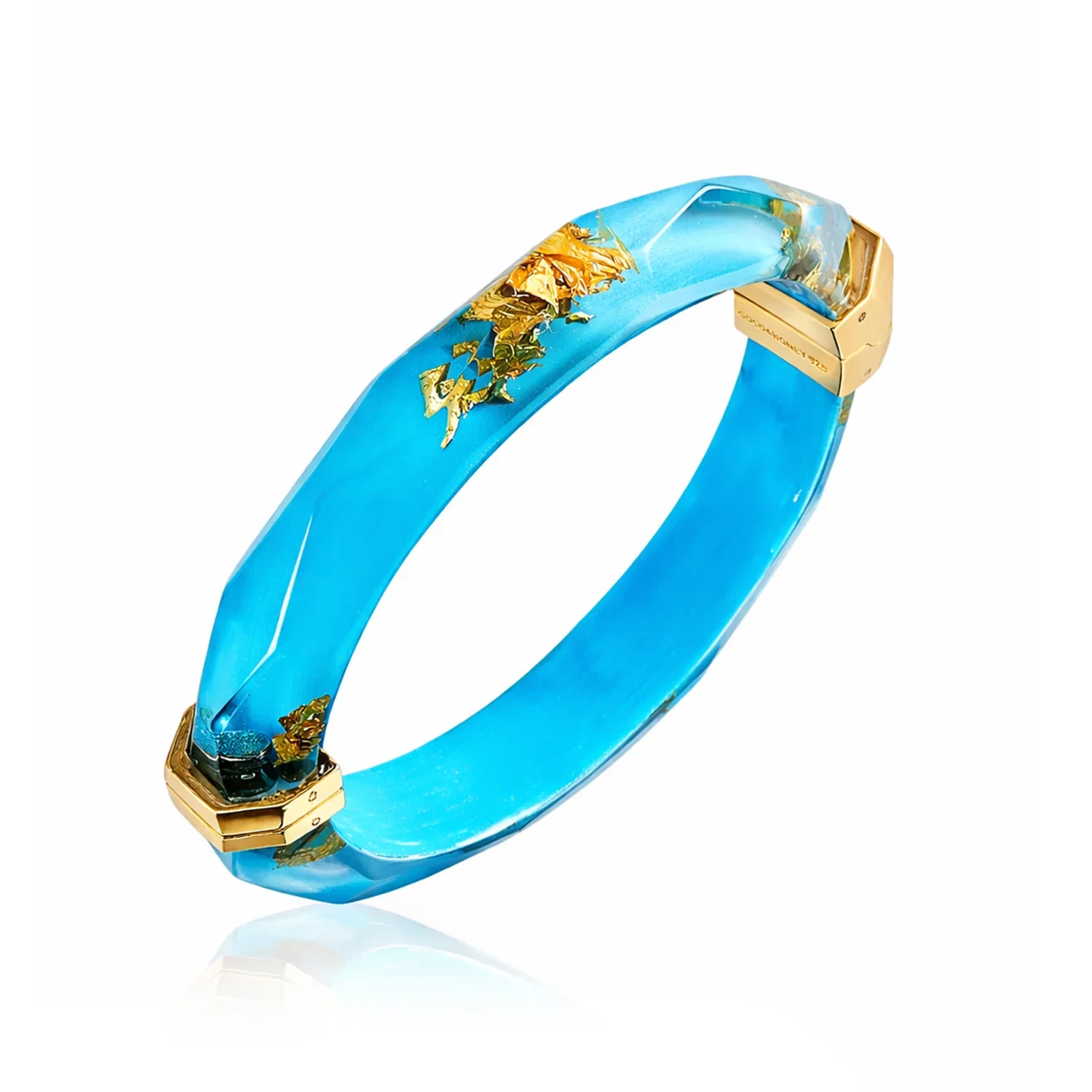 Image of Gold Leaf Thin Faceted Lucite Bangles