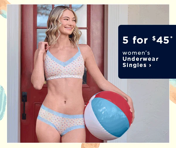 5 for $45 women's underwear singles