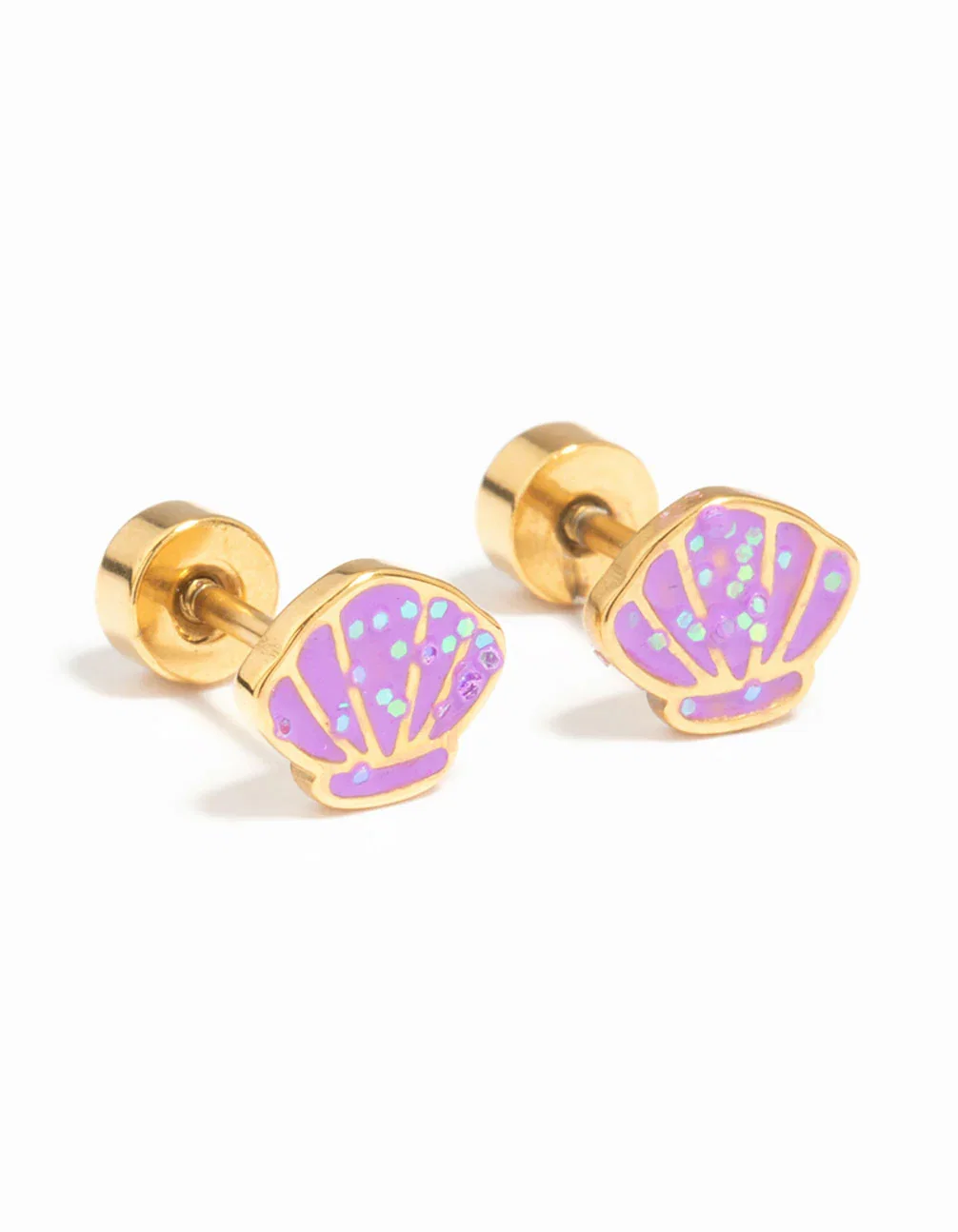Image of Kids Gold Plated Surgical Steel Shell Flat Back Earrings
