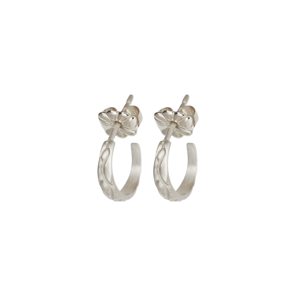 Sterling Silver Tiny Carved Hoop Earrings