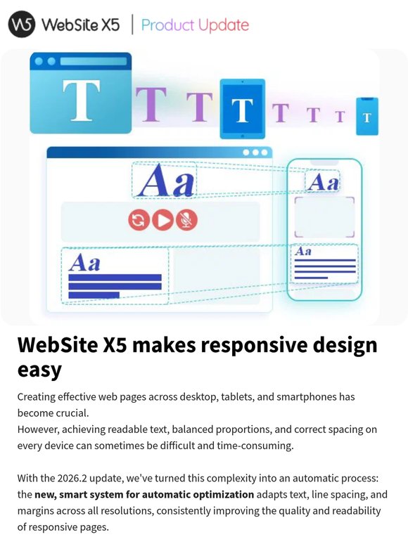 New: WebSite X5 automatically improves responsiveness