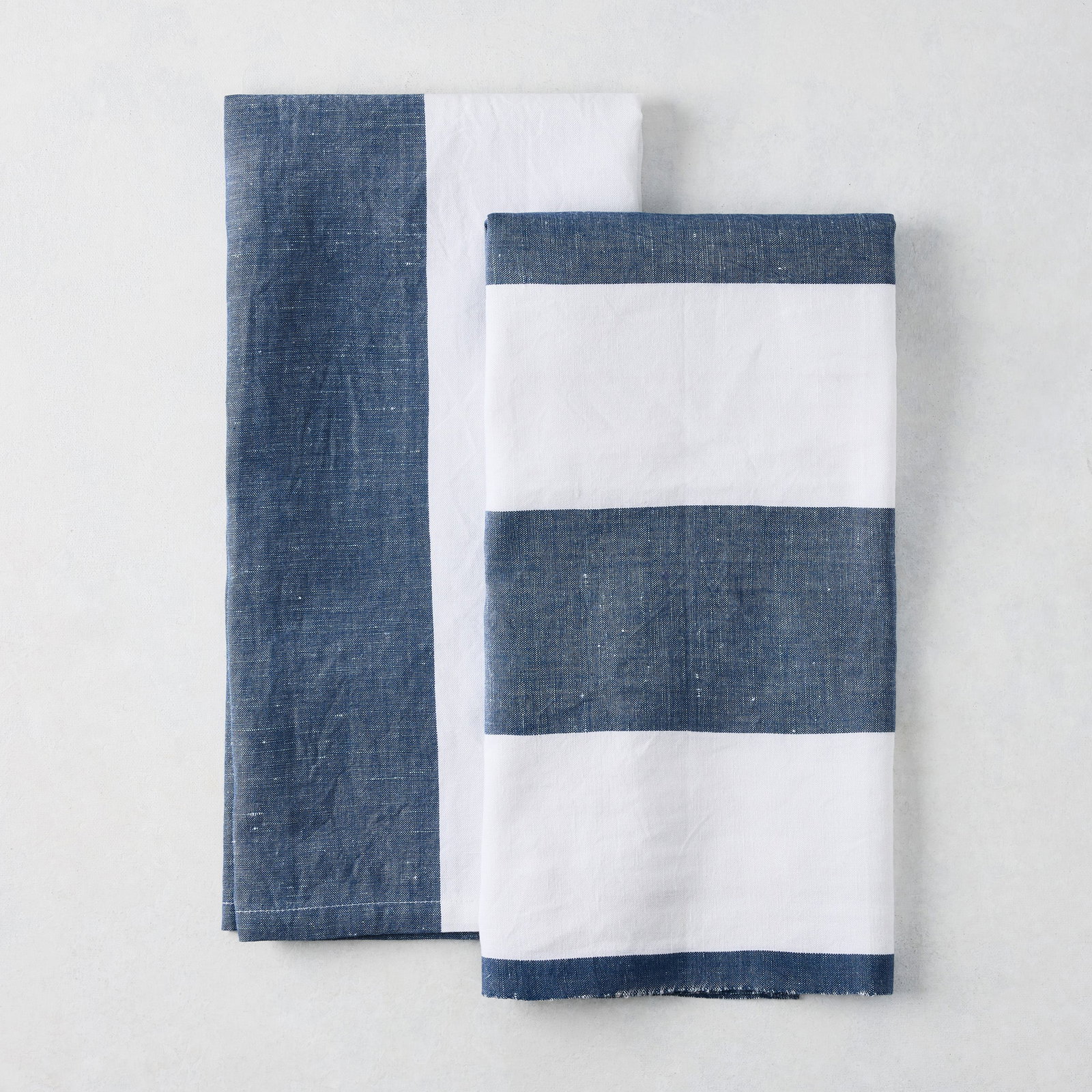 Image of Navy Block Print Hand Towels, Set of 2