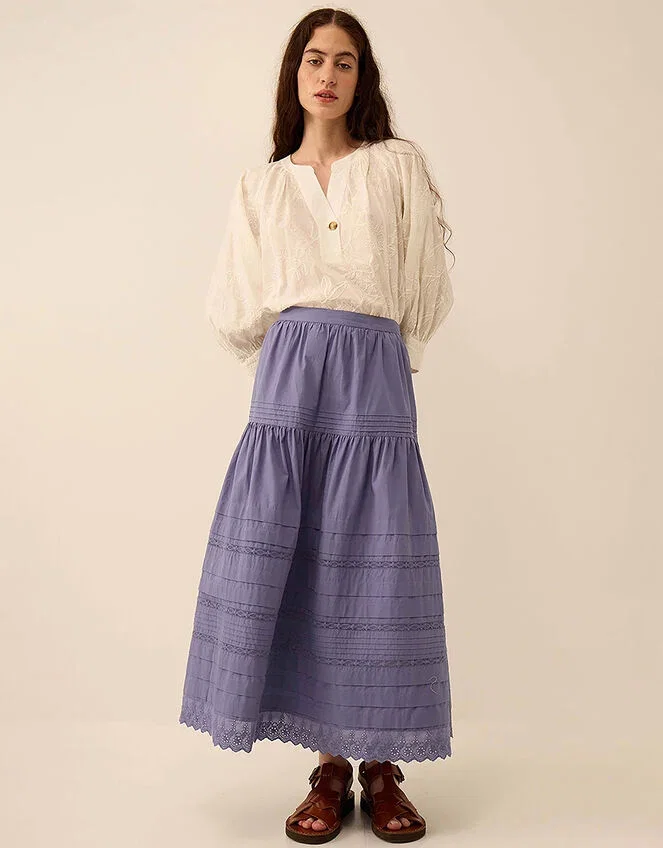 Betsy cotton poplin midi skirt