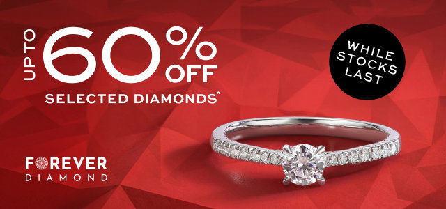 Up to 60% off Selected Diamonds