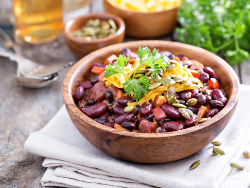 Haricots mexicains et oeuf poché