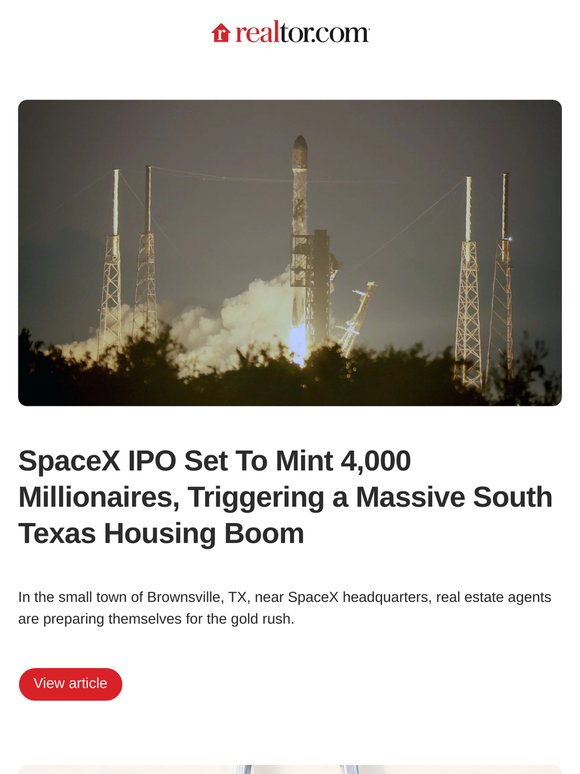 SpaceX IPO Set To Mint 4,000 Millionaires, Triggering a Massive South Texas Housing Boom and More News
