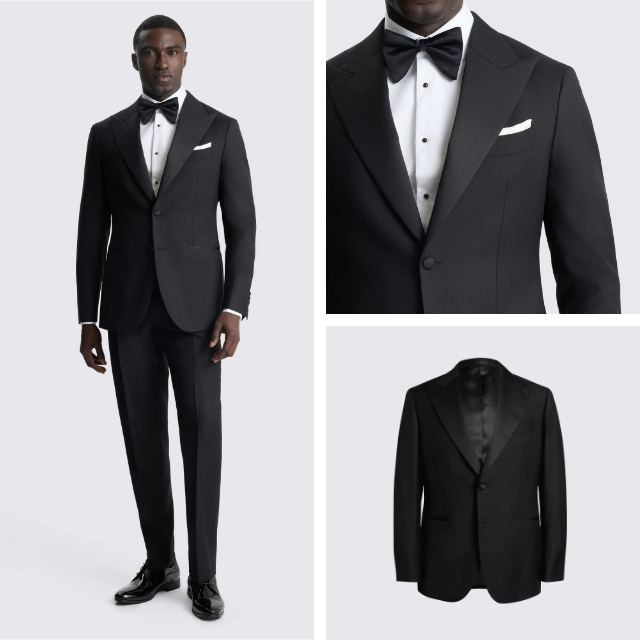 Italian Tailored Fit Black Twill Dress Suit