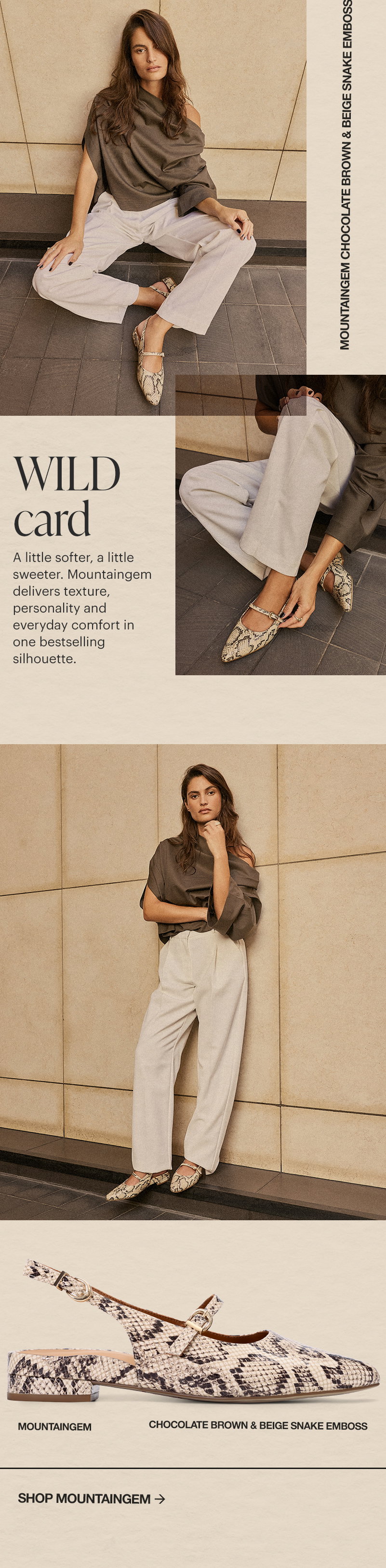 Mountaingem, Chocolate Brown & Beige Snake Emboss